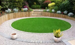 circular patch of artificial grass