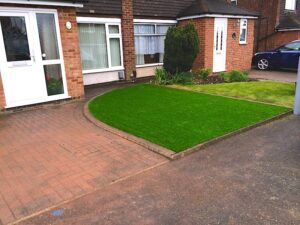 front garden with patch of artificial grass