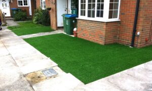 weed heavy front garden - before