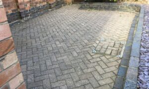 rear garden with block paving - before