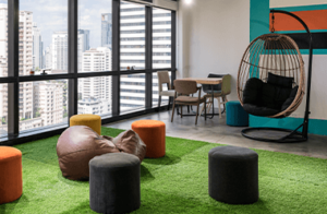 artificial grass in an office space